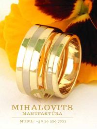 Sárga- és fehér arany karikagyűrű pár